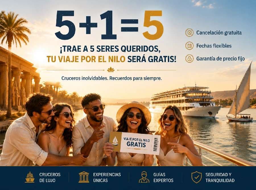 Cruceros Nilo Agencia de Viajes Crucero por el Nilo navegando con elegancia frente a paisajes egipcios al atardecer